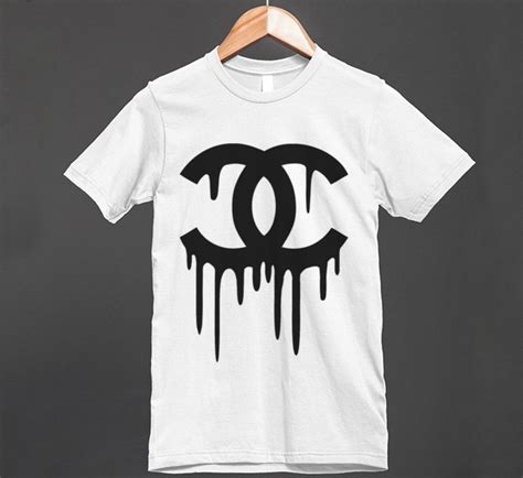 chanel drip logo shirt|Chanel logo dripping fabric.